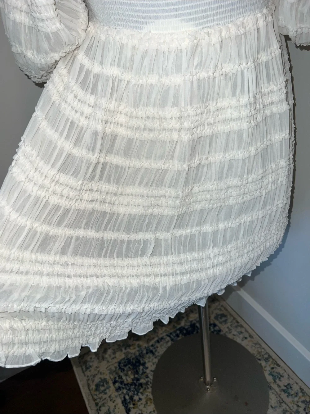 Kimchi Blue Cream Smocked Top with Ribbon Label